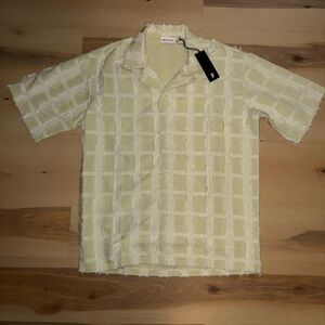 Left Point Shredded Button Up